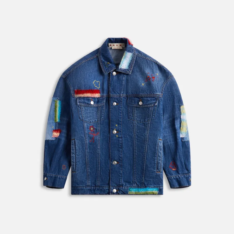 Marni Stone Washed Jacket with Mohair - Iris Blue made by Marni