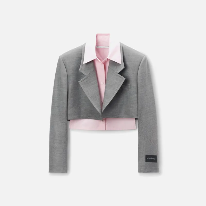 Alexander Wang Prestyled Cropped Blazer - Grey sold by Kith