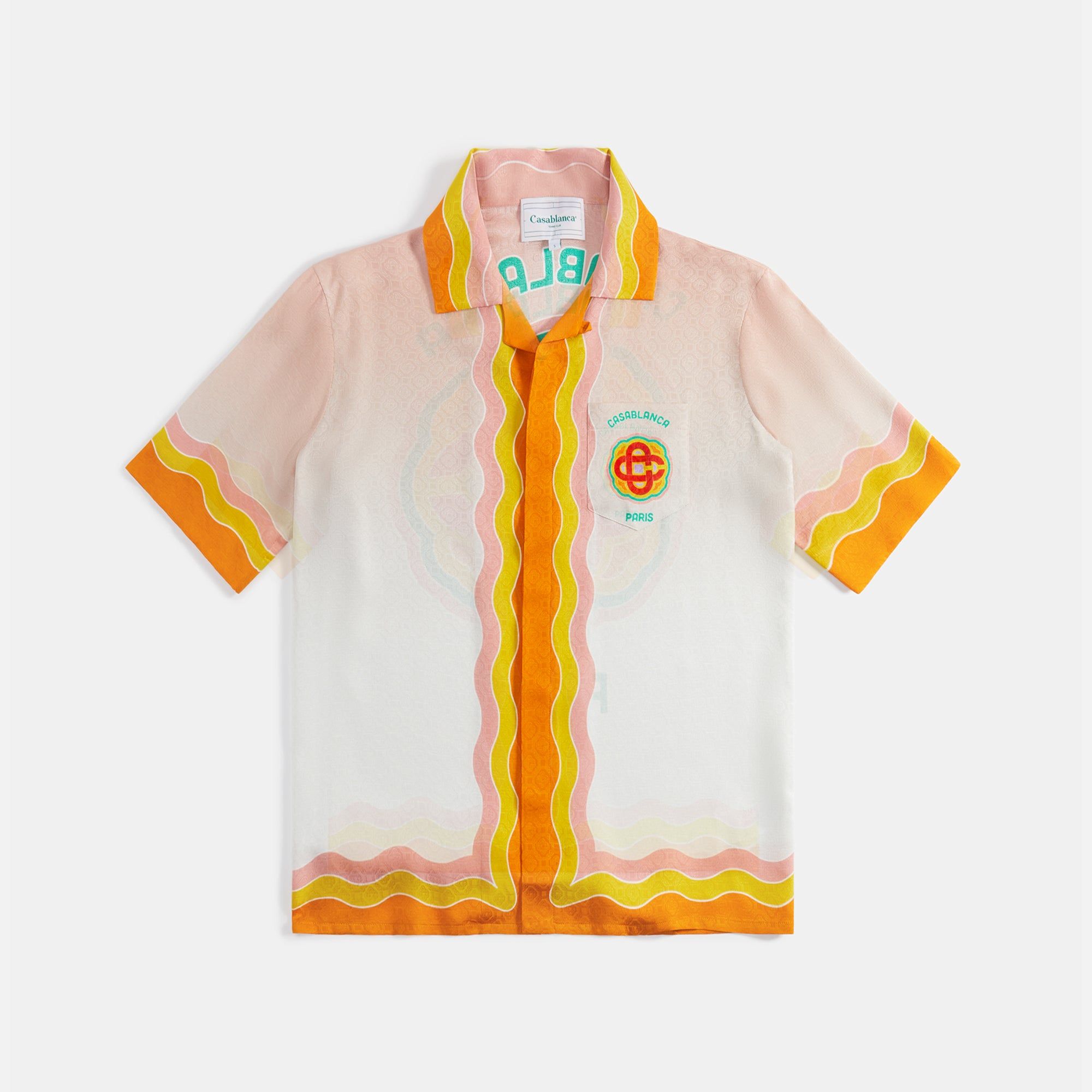 Casablanca Rainbow Monogram Cuban Collar Printed Silk - Multicolour sold by Kith