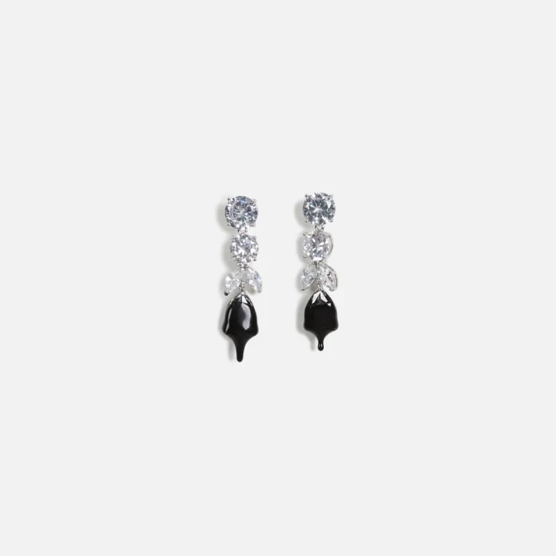 Ottolinger Diamond Tear Dip Earrings - Black made by Ottolinger