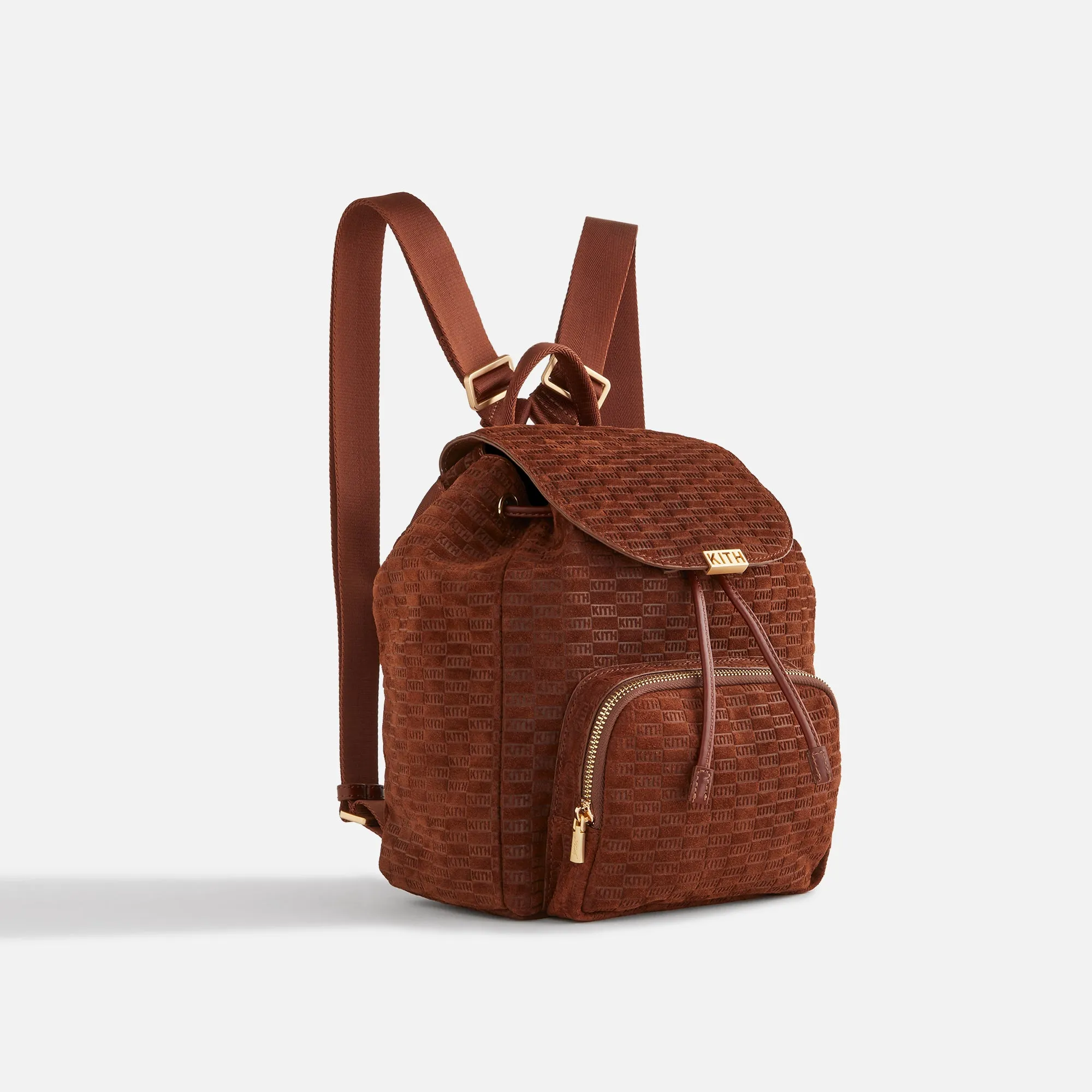 ★24AW 新作★Kith Women Monogram Debossed Suede Backpack Kith Women Monogram Debossed Suede Backpack - Walnut | Parallel