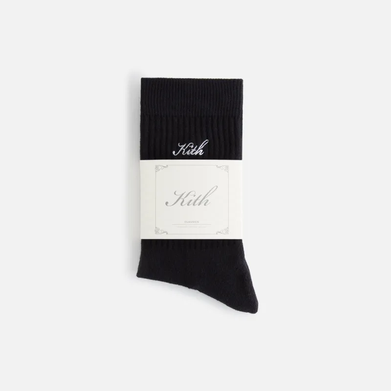 Kith Women Kith Script Classic Crew Socks - Black sold by Kith
