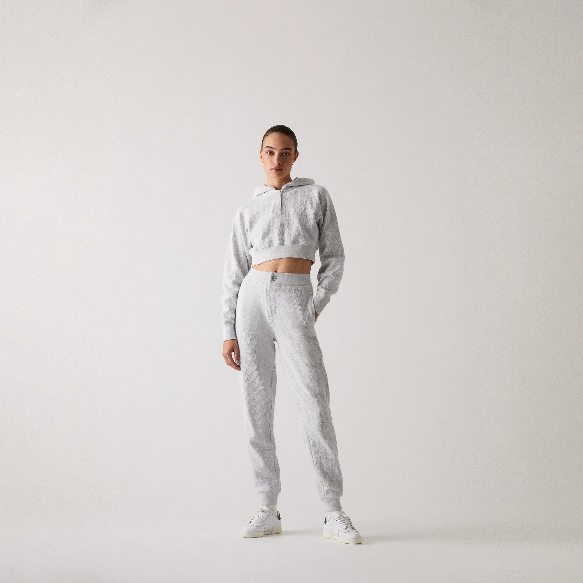 Kith Women Hillside Henley Hoodie - Light Heather Grey sold by Kith product image thumbnail 2