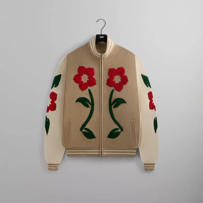 Kith Floral Crest Wyona Full Zip Sweater - Canvas made by Kith