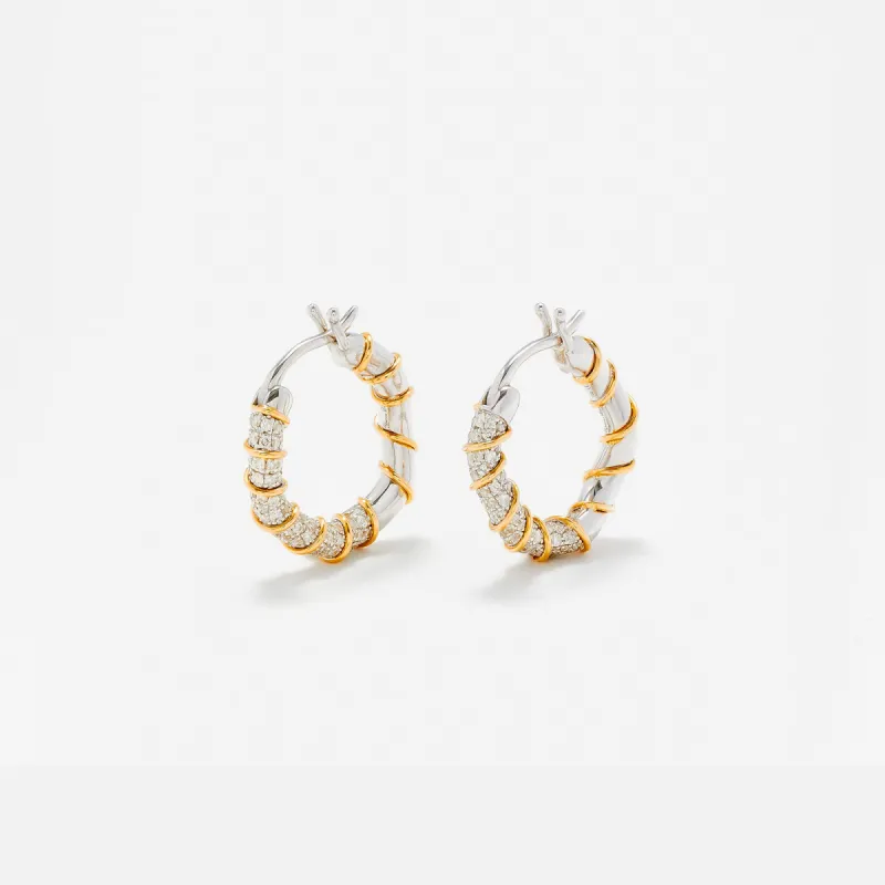 Yvonne Leon Mini Creole Twists Earrings - Gold / White sold by Kith