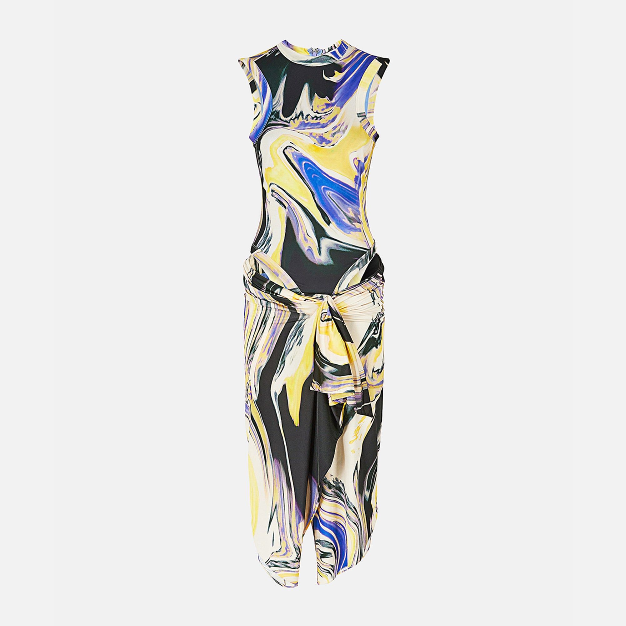The Attico Mirna Midi Dress - Lavander / Sunflower / Ivory sold by Kith
