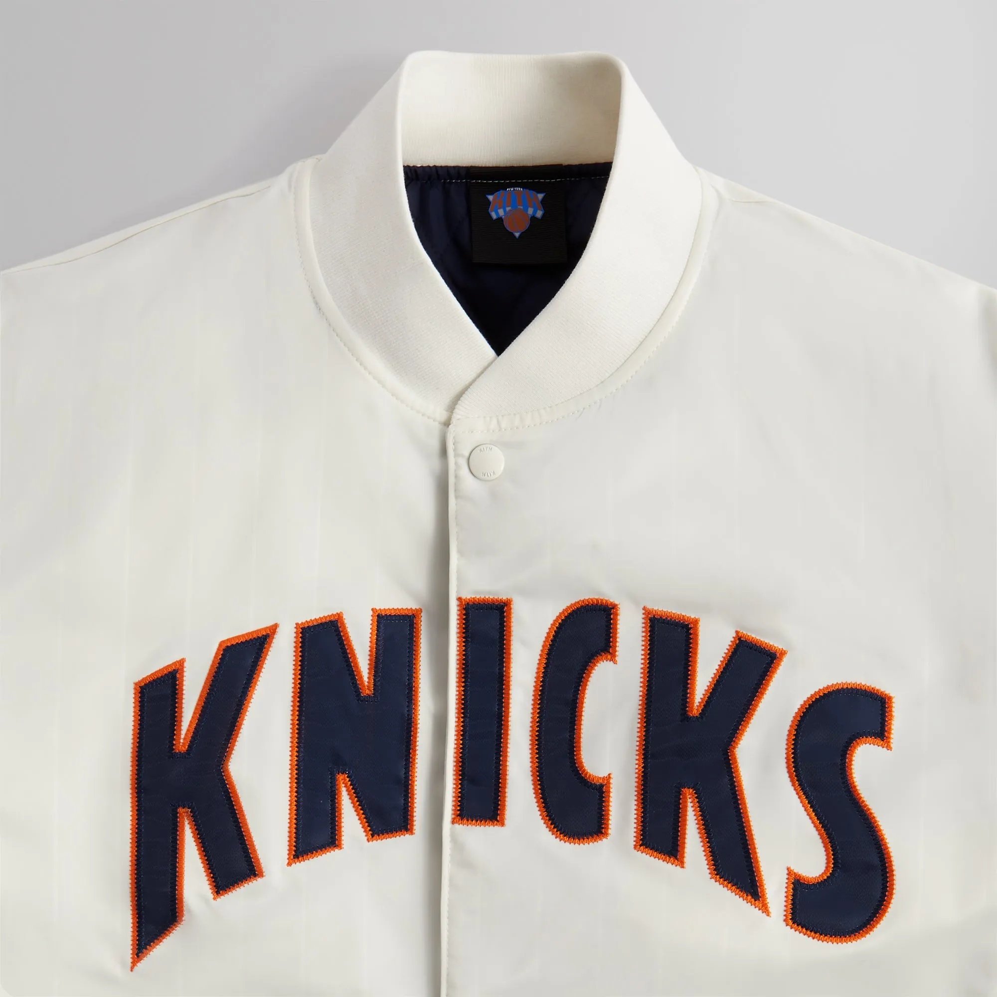 Kith for the New York Knicks Pinstripe Satin Bomber Jacket - Silk sold by Kith product image thumbnail 3