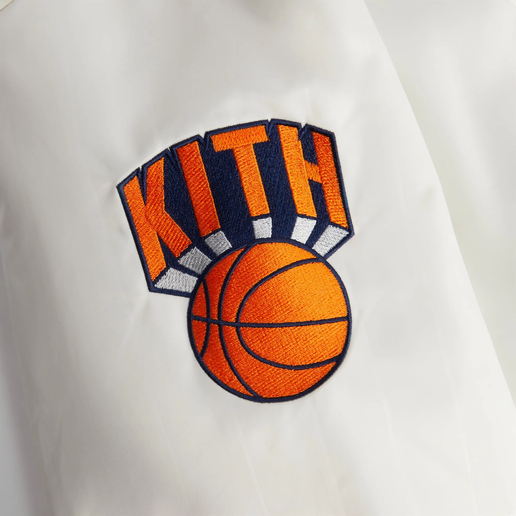 Kith for the New York Knicks Pinstripe Satin Bomber Jacket - Silk sold by Kith product image thumbnail 5