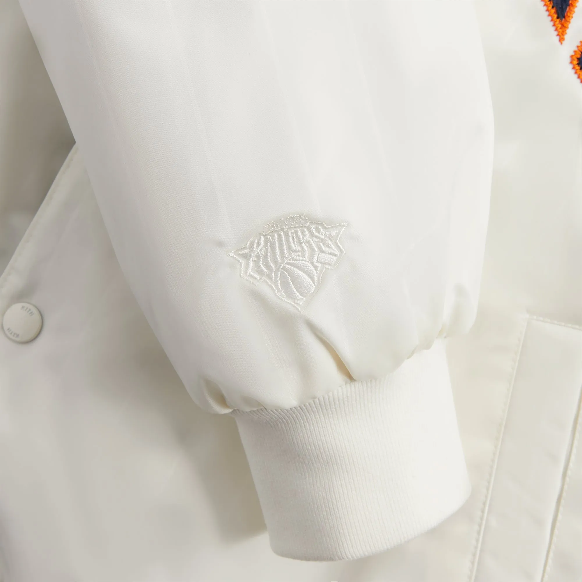 Kith for the New York Knicks Pinstripe Satin Bomber Jacket - Silk sold by Kith product image thumbnail 4