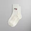Kith Paisley Embroidery Mid Length Crew Socks - White sold by Kith