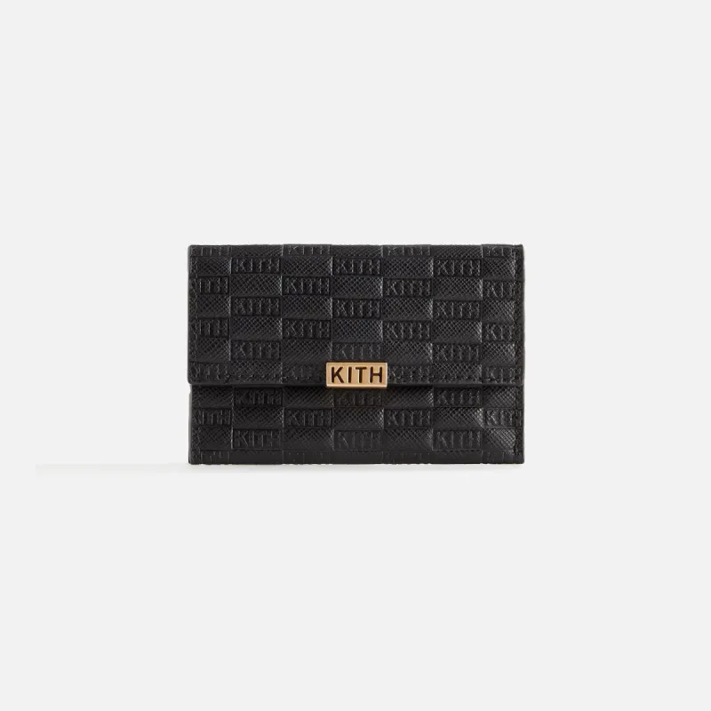 Kith Women Monogram Double Card Holder - Black sold by Kith
