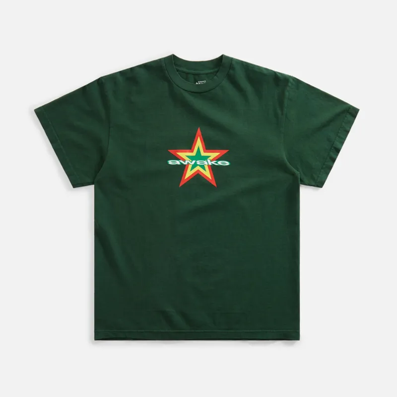 Awake NY Star Logo Tee - Olive sold by Kith