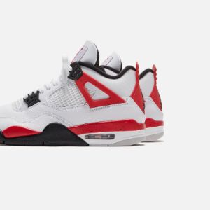 Nike Air Jordan 4 Retro - White / Fire Red / Black / Neutral Grey sold by Kith