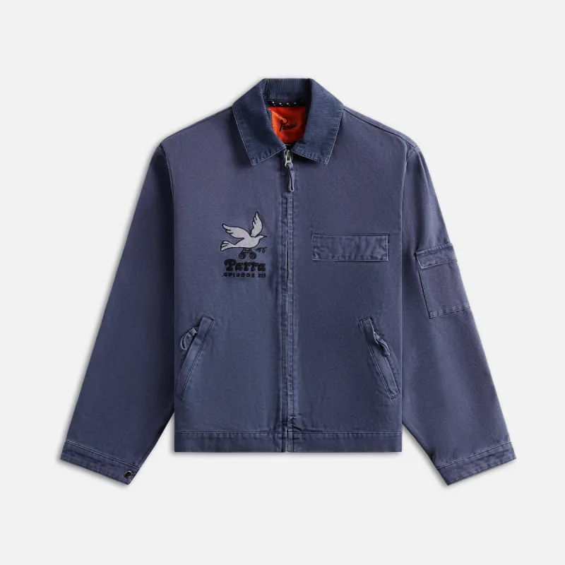 by Parra Twilled Bird Wheel Jacket - Washed Blue sold by Kith