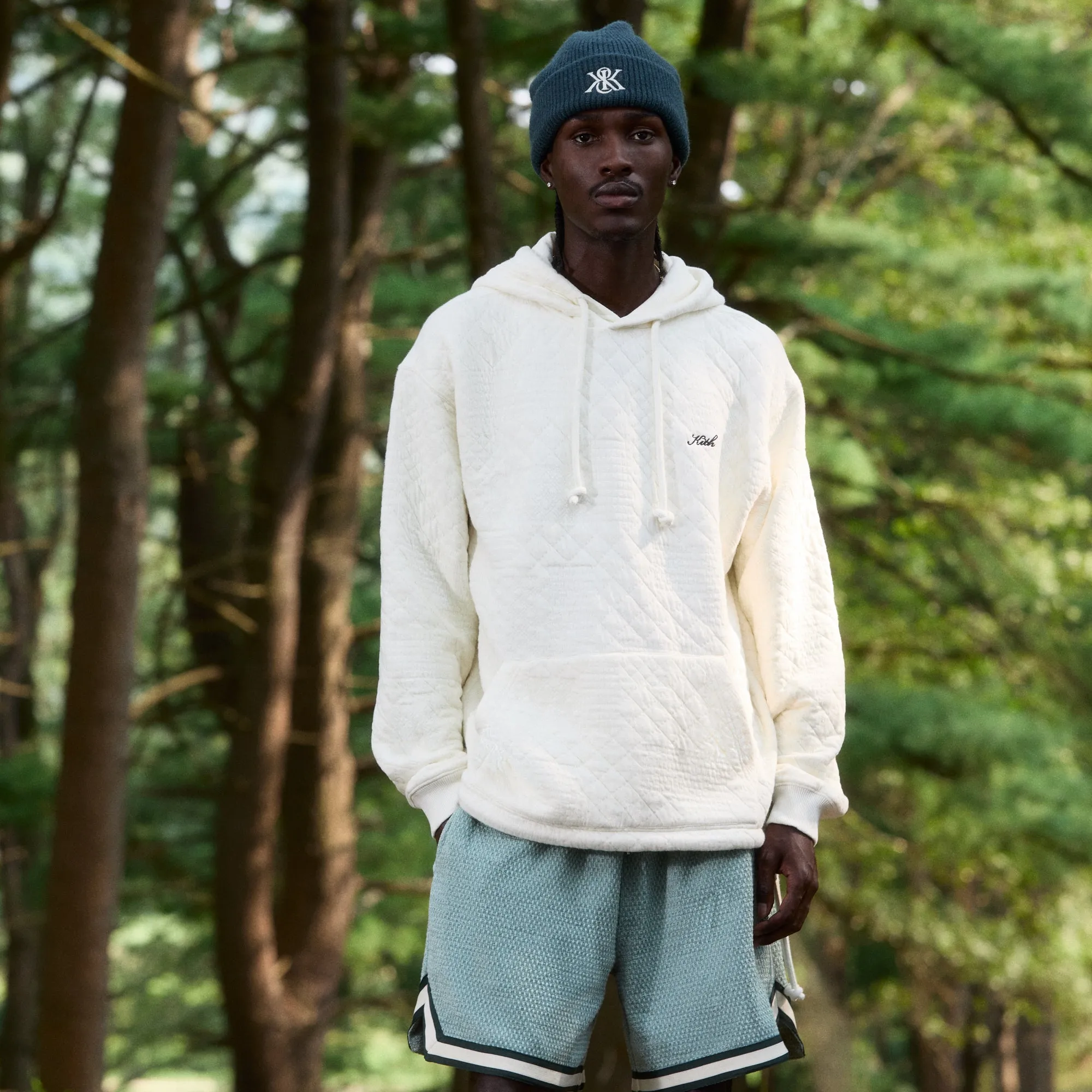 Kith Mixed Stitch Interlock Williams III Hoodie - Sandrift sold by Kith product image thumbnail 2