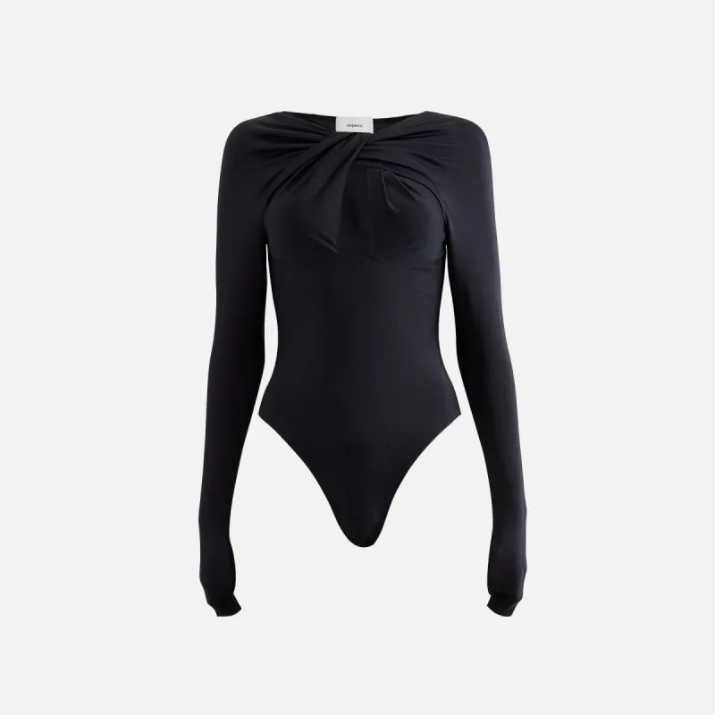 Coperni Twisted Cut Out Jersey Bodysuit - Black sold by Kith