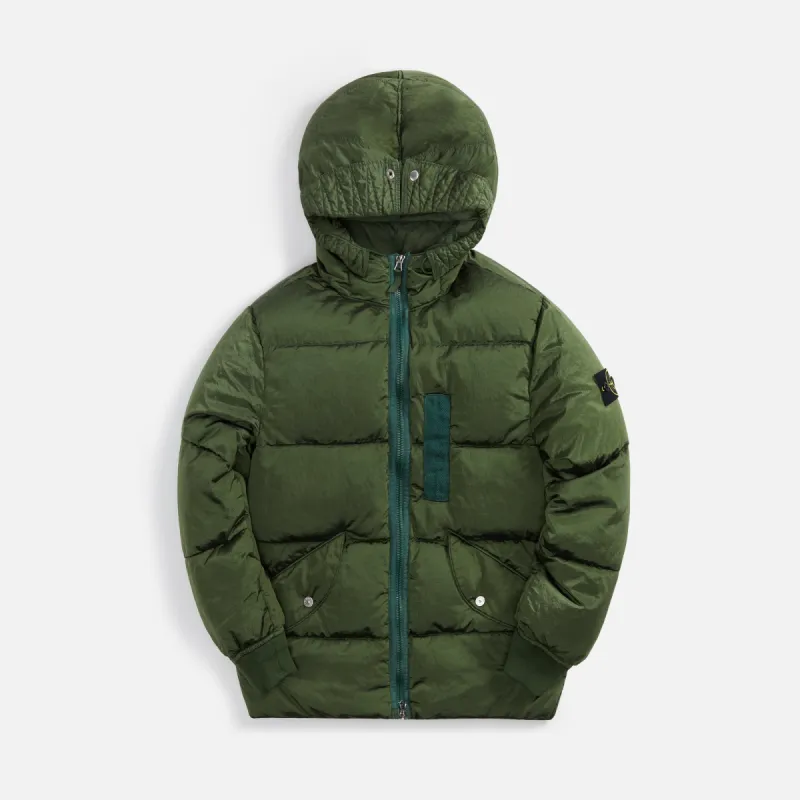 Stone Island Nylon Metal Garment Dyed Hooded Down Jacket - Olive sold by Kith