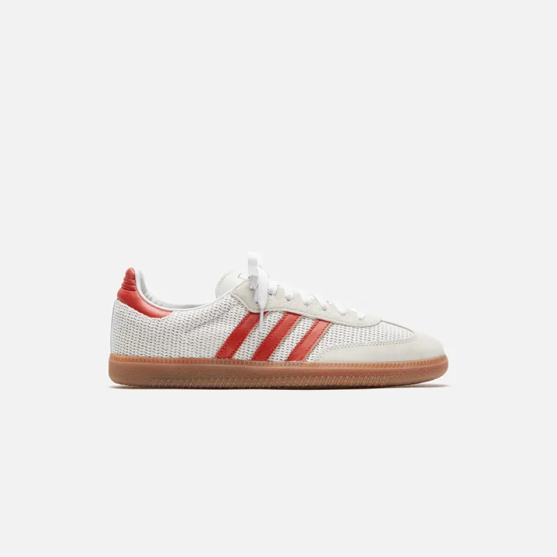 adidas Samba OG - Crystal White / Preloved Red / Gum sold by Kith