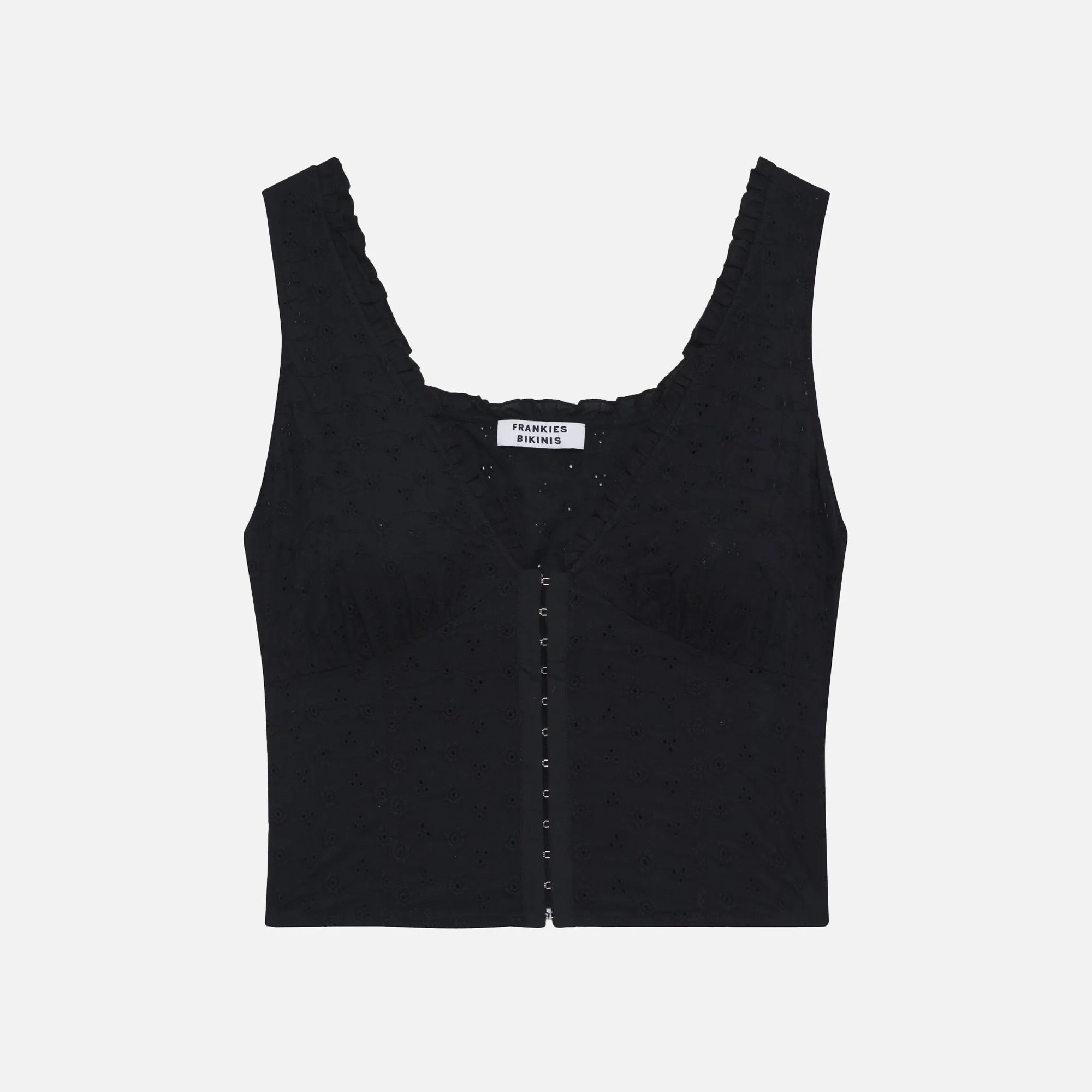 Frankies Bikinis Tea Eyelet Tank - Black sold by Kith