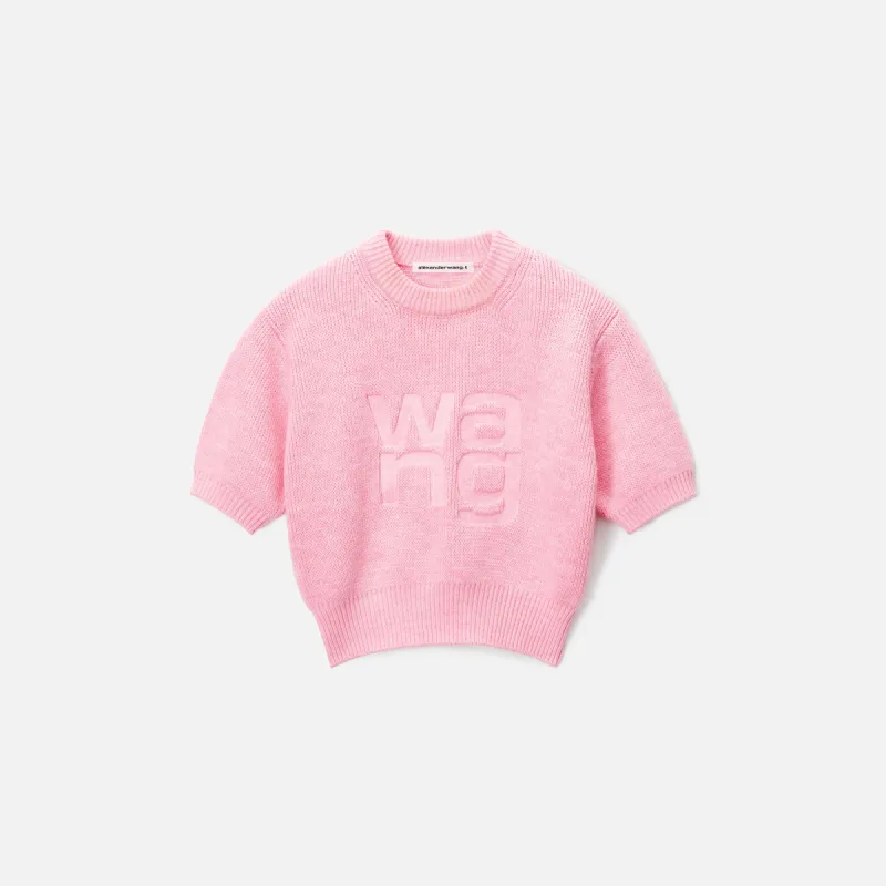 T by Alexander Wang Debossed Stacked Logo Tee - Pink made by T by Alexander Wang