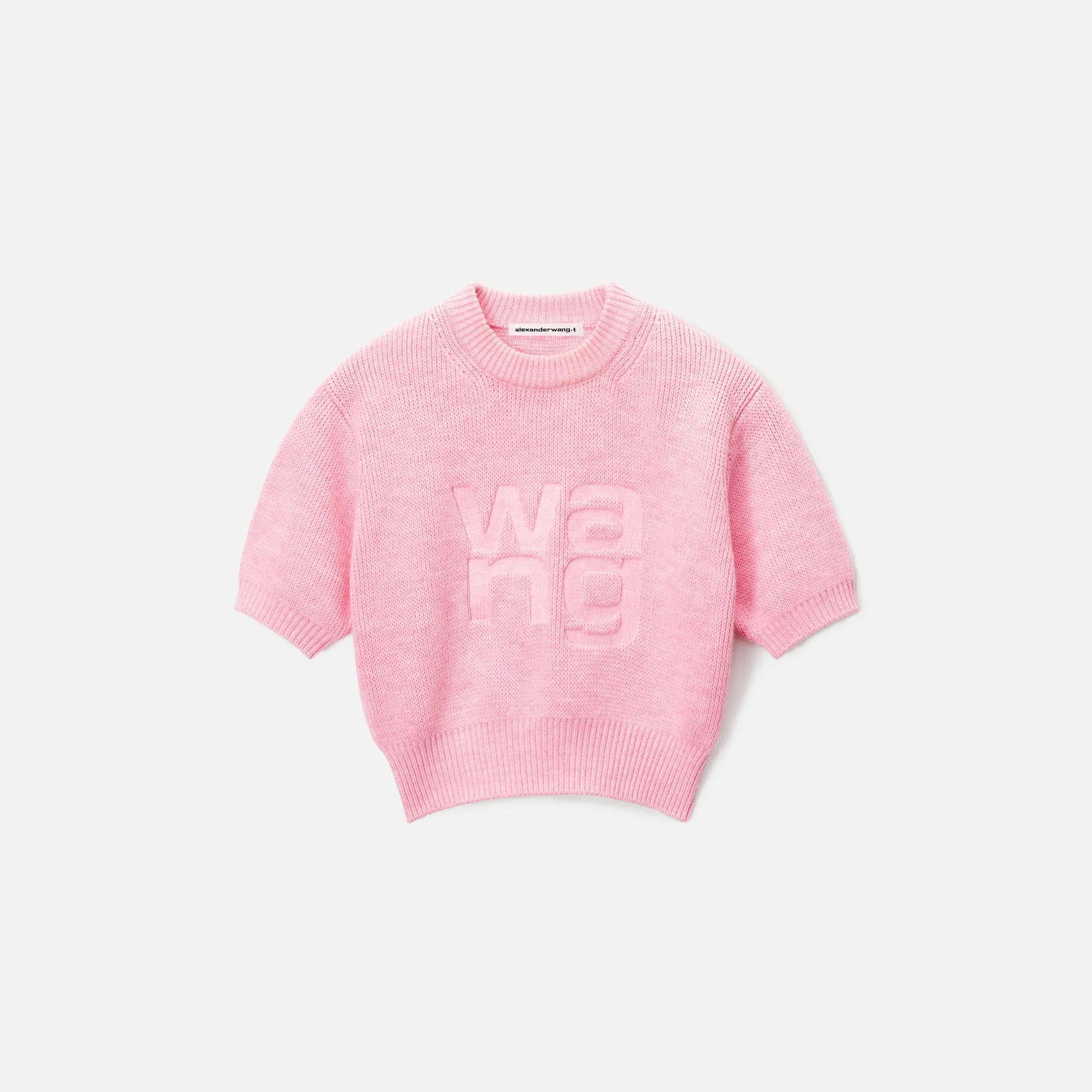 T by Alexander Wang Debossed Stacked Logo Tee - Pink sold by Kith
