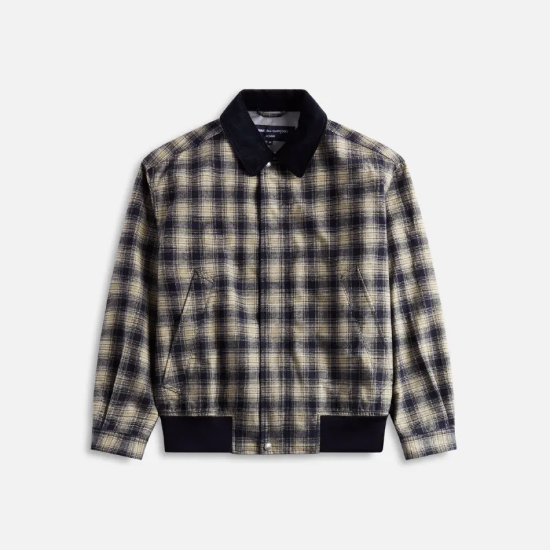 Comme Des Garçons Homme Cotton Flannel Check Triple Layer - Navy sold by Kith