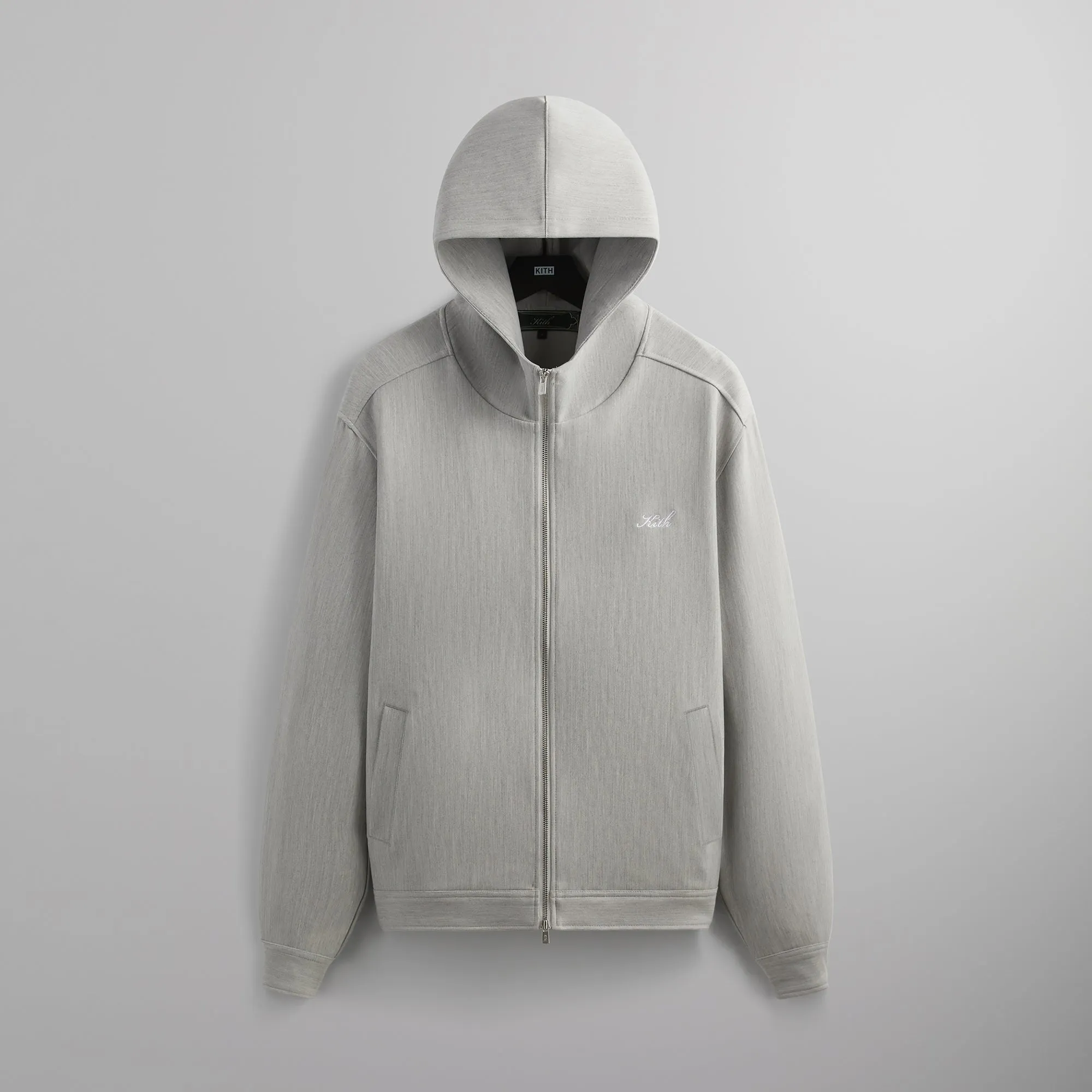 Kith Double Weave Selfridge Zip Up Hoodie - Light Heather Grey 