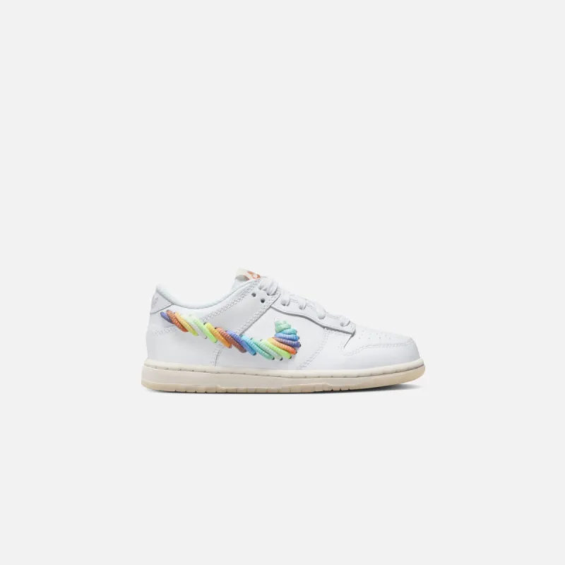 Nike PS Dunk Low - White / Multi-Color / Dark Pony sold by Kith