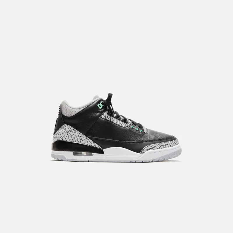 Jordan GS Air Jordan 3 Retro - Black / Green Glow / Wolf Grey / White sold by Kith