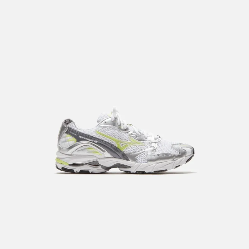 Mizuno Wave Rider 10 - White / Sunny Lime / Silver sold by Kith