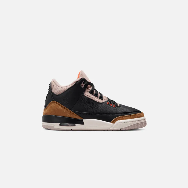 Nike GS Air Jordan 3 Retro - Black / Rush Orange  / Fossil Stone / Sail sold by Kith