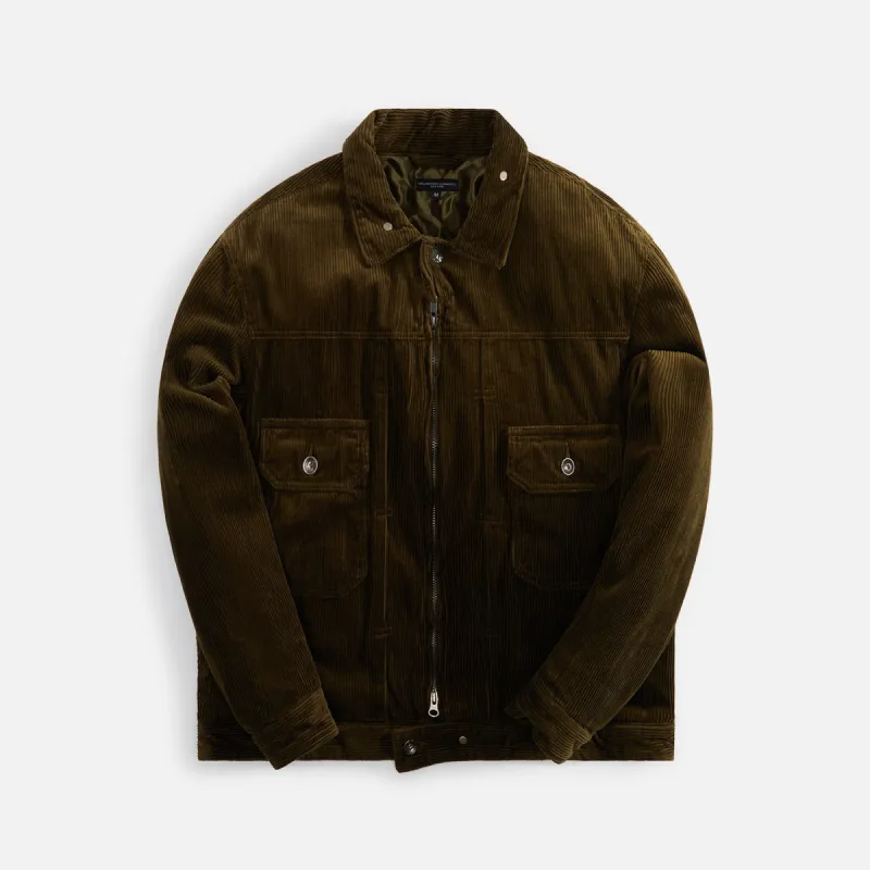 Engineered Garments Trucker Jacket Cotton 8W Corduroy - Olive sold by Kith