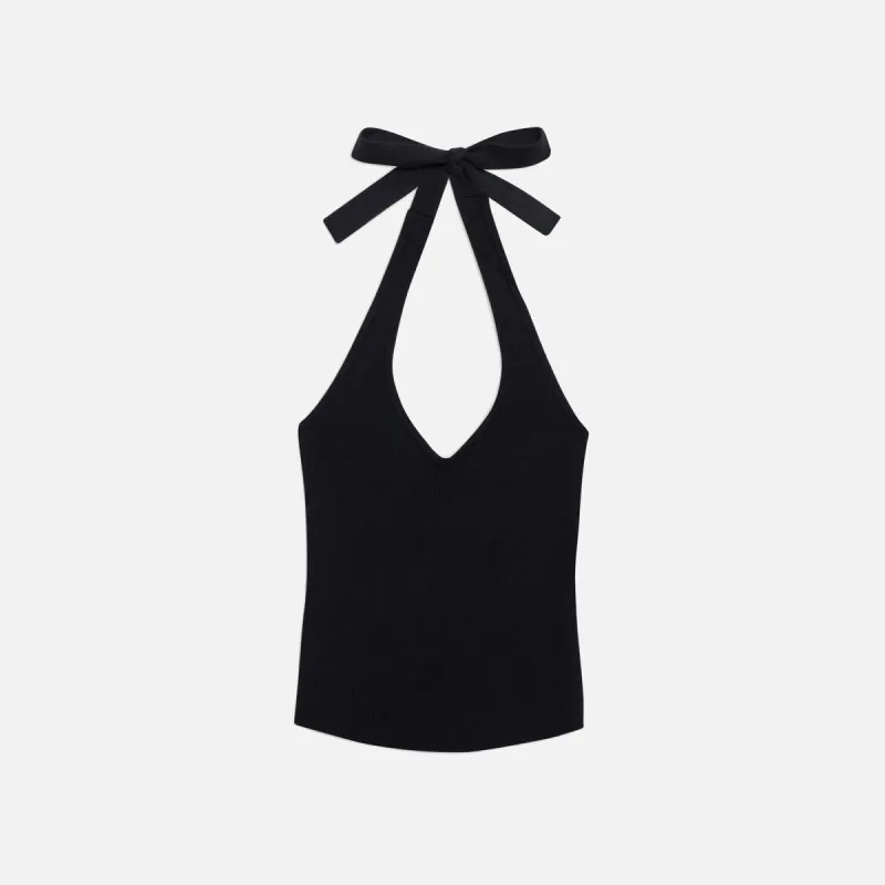 Frankies Bikinis Marialla Knit Halter Top - Black sold by Kith