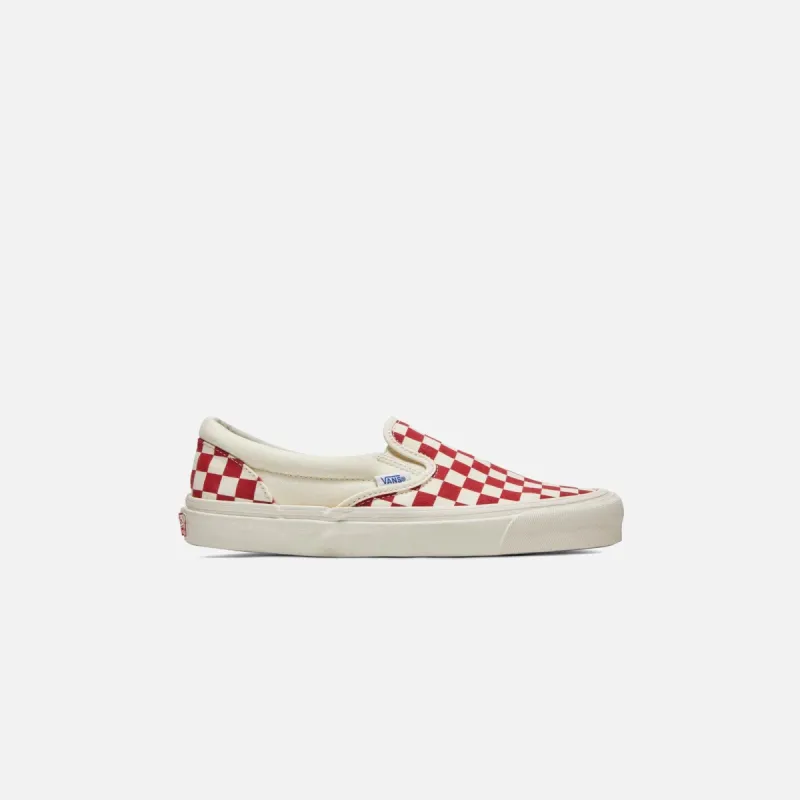 Vans Vault OG Classic Slip-On LX Checkerboard - White / Red sold by Kith