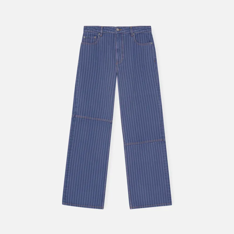 Ganni Stripe Overdyed Denim Pants - Country Blue sold by Kith