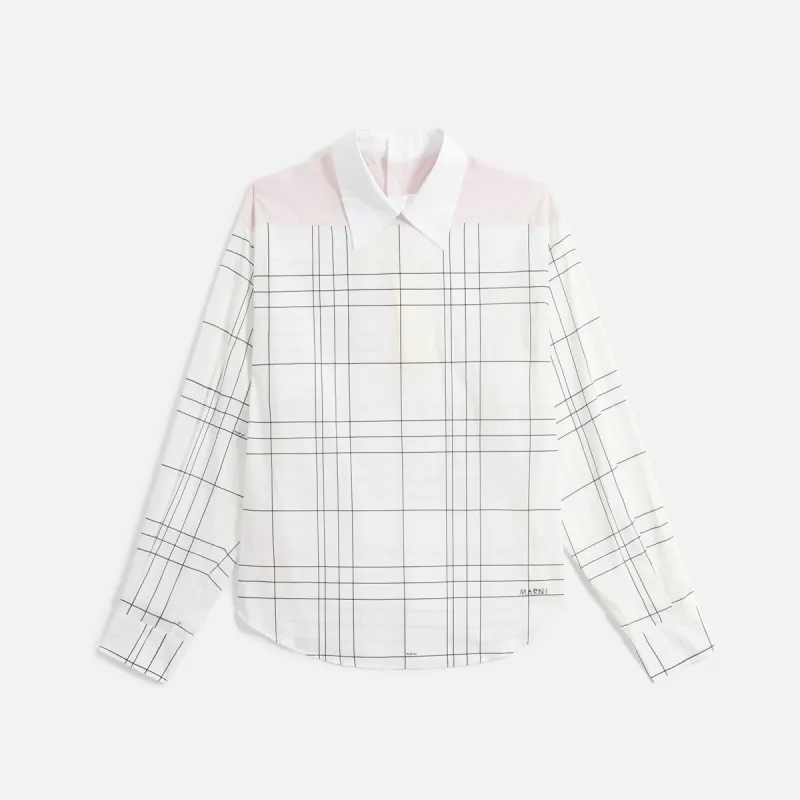 Marni Thin Check Poplin Top - Stone White sold by Kith