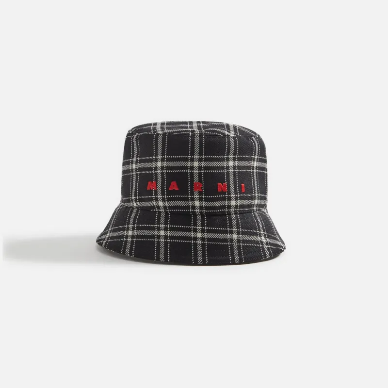 Marni Check Wool Flannel Bucket Hat - Black sold by Kith