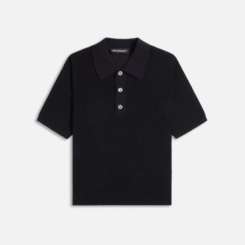 Our Legacy Traditional Polo - Black Crispy Cotton made by Our Legacy