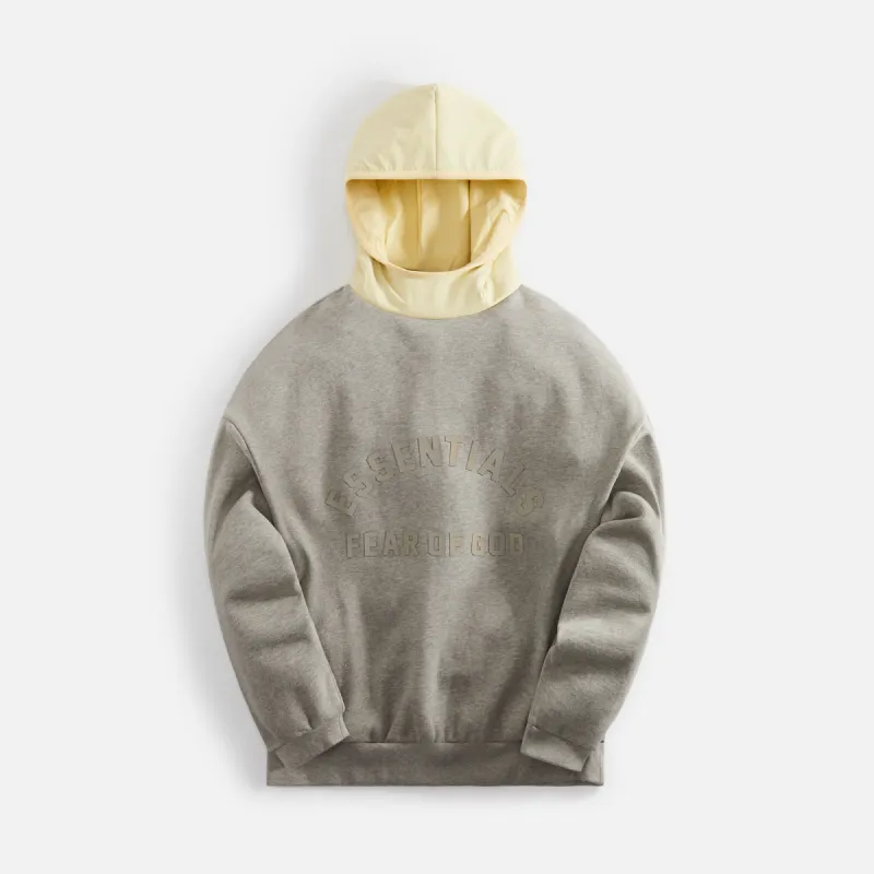 Essentials Nylon Fleece Hoodie - Dark Heather Oatmeal / Garden Yellow sold by Kith