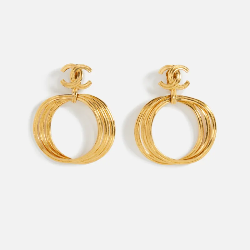 WGACA Chanel CC 3Hoop Overlap Earrings - Gold made by What Goes Around Comes Around