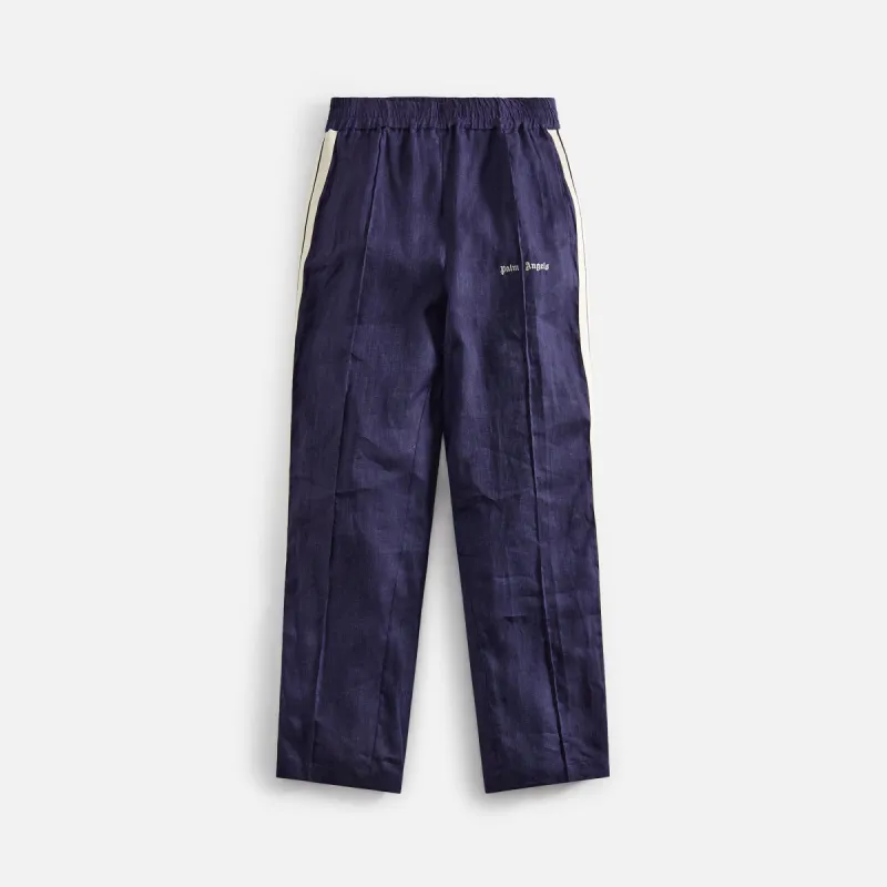 Palm Angels Classic Logo Linen Track Pant - Navy Blue / Off-White sold by Kith