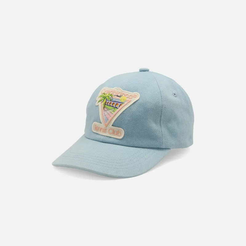 Casablanca Tennis Club Icon Embroidered Cap - Pale Blue sold by Kith