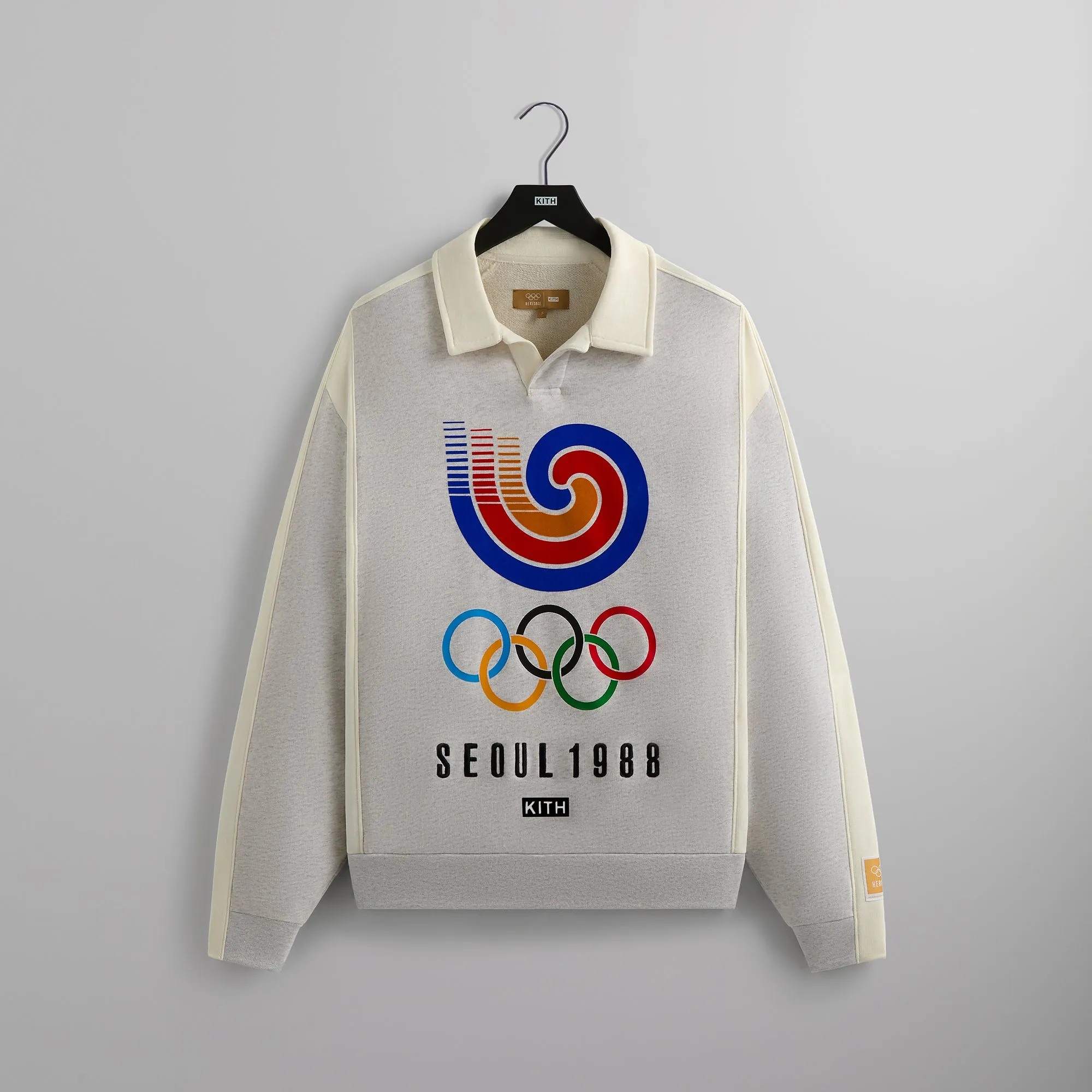 Kith for Olympics Heritage Nelson Collared Pullover - Light Heather Grey sold by Kith