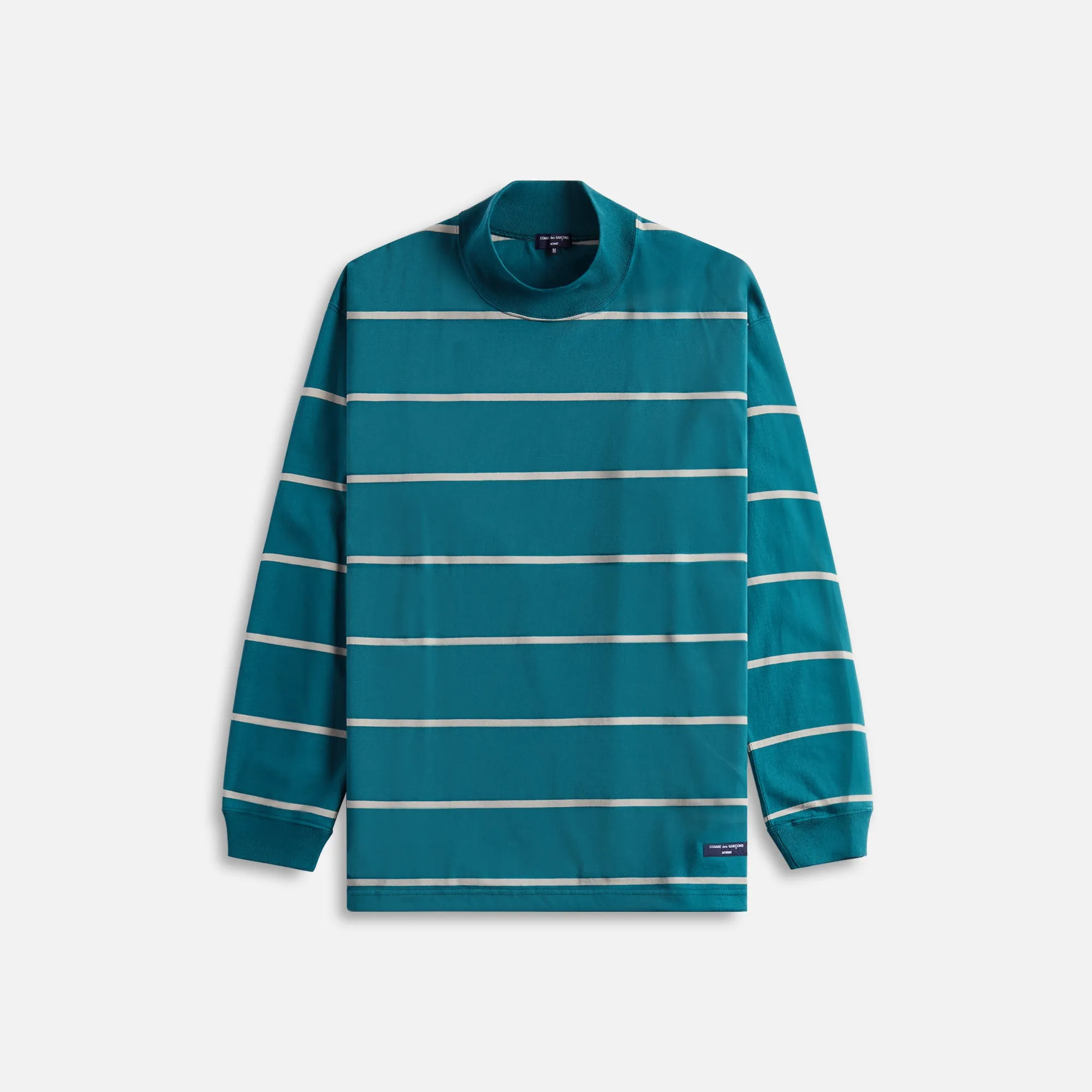 Comme Des Garçons Homme Cotton Jersey Horizontal Stripe Sweater - Green sold by Kith