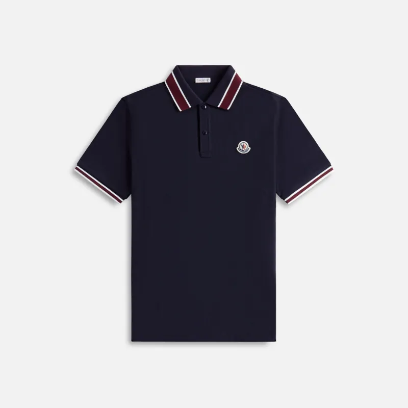 Moncler Logo Patch Polo Shirt - Blue sold by Kith