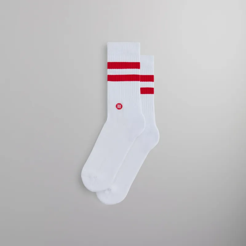 Kith Classics for Stance Crew Sock - White / Red sold by Kith