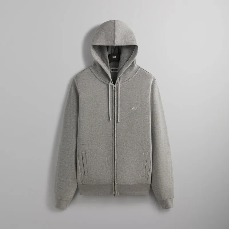 Kith Double Face Williams V Full Zip Hoodie - Mid Heather Grey sold by Kith