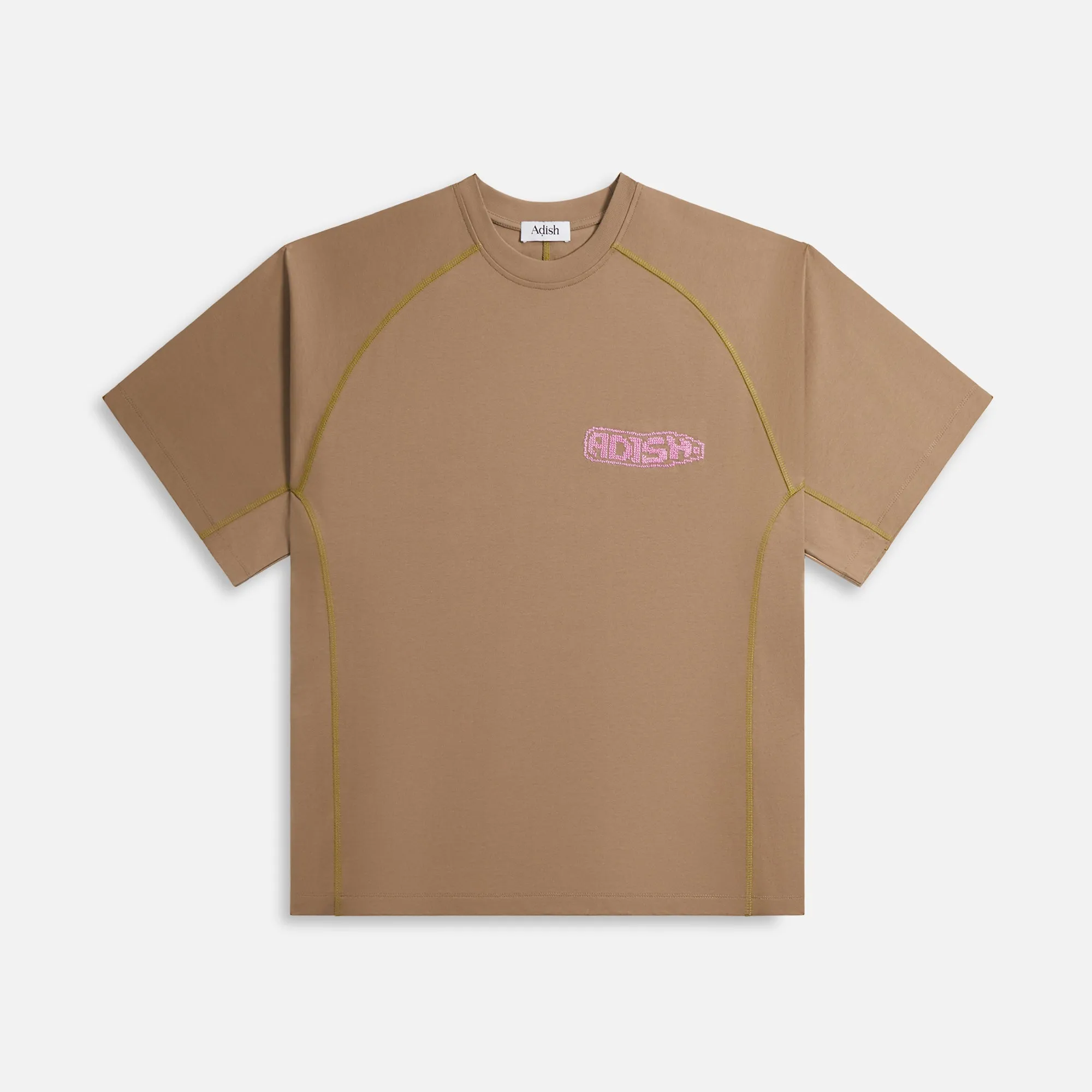 Adish Tatreez Logo Contrast Stitched Surf Tee - Khaki sold by Kith
