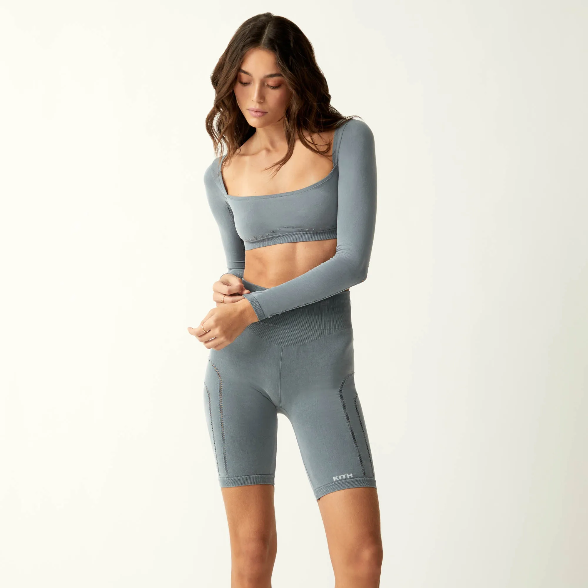 Kith Women Cadence Pointelle Long Sleeve Bra Top - Asteroid sold by Kith product image thumbnail 3