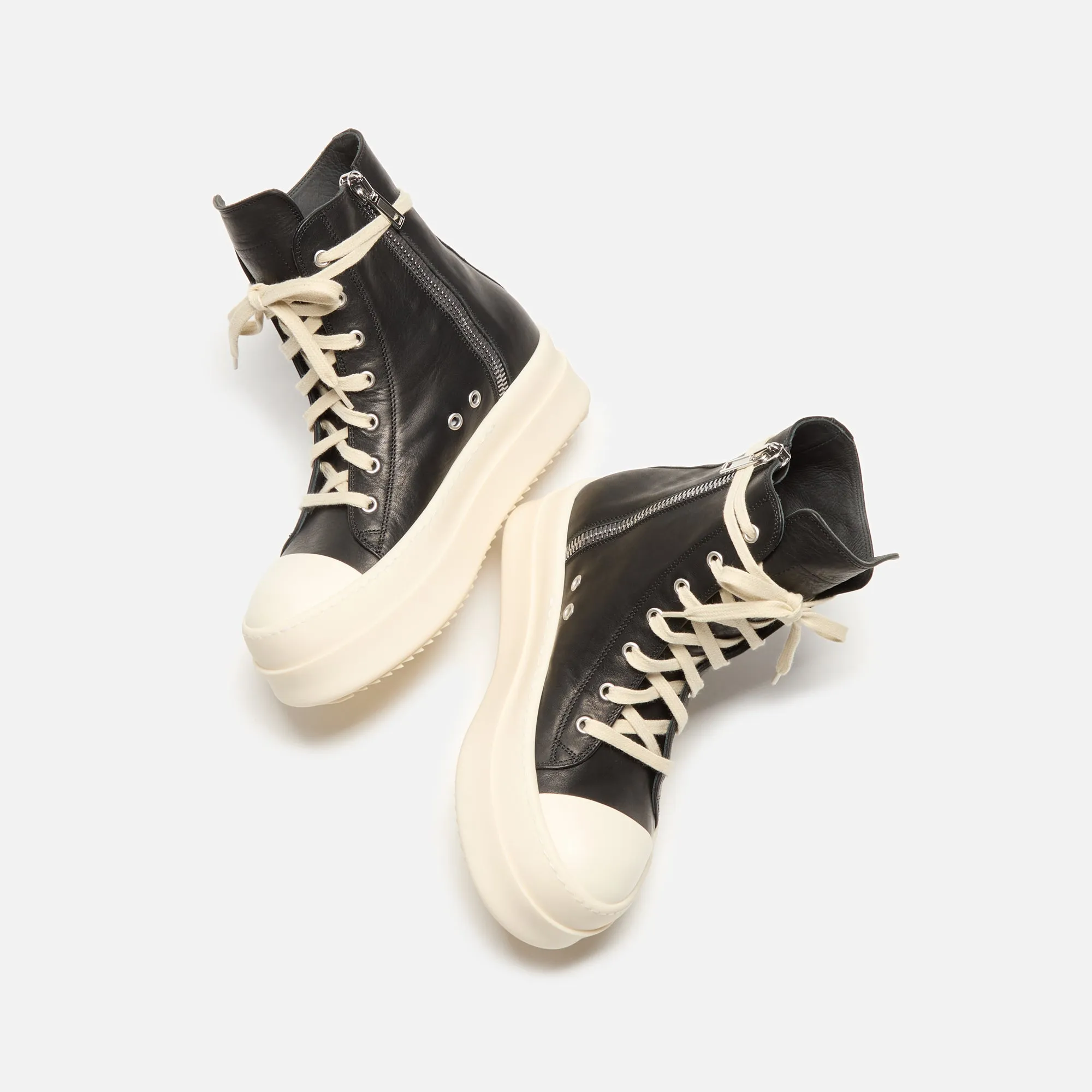 Rick Owens WMNS Mega Bumper Sneaks - Black / Milk / Milk Scarpe in Pelle sold by Kith product image thumbnail 4
